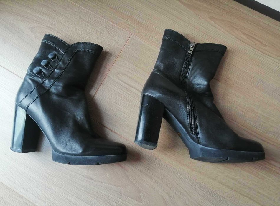 Дамски черни ботуши с цип, платформа с грайфер, н. 36 естествена кожа