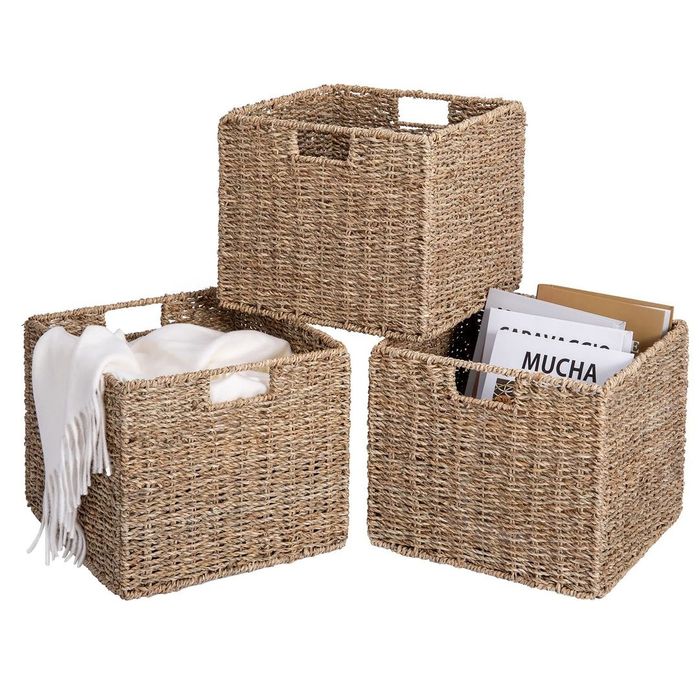 Set 2 cosuri Kallax 30x30 cm depozitare ratan natural pliabile