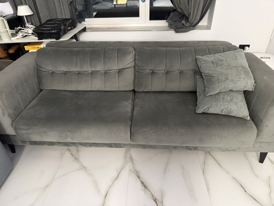 Canapea extensibila catifea gri