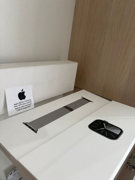 Apple watch 9 stainless steel 100% stare sanatate baterie