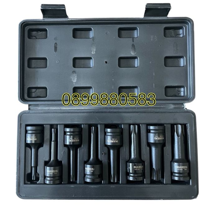 Комплект 8 части ударни битове 1/2 торкс Hawek