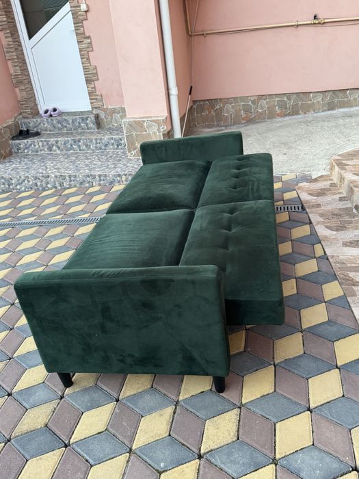 Canapea extensibilă tip Click-Clack, Verde Smarald, Catifea