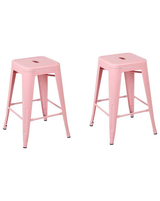 Set de 2 scaune de bar/ Beliani/ Metalice - Roz