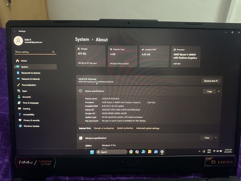 Laptop ASUS TUF Gaming A15 FA506IH