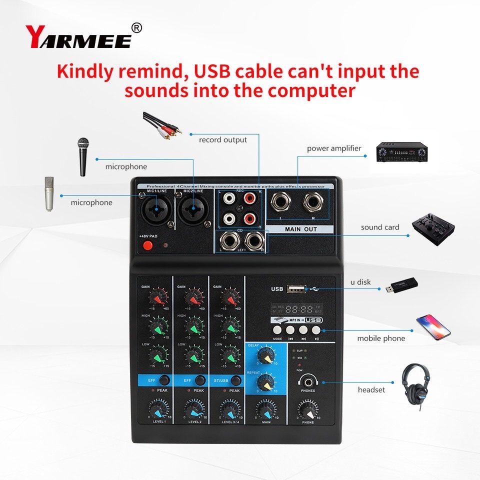 Звуковой микшер пульт, 4 канала, Bluetooth: 40 у.е. - Акустические ...