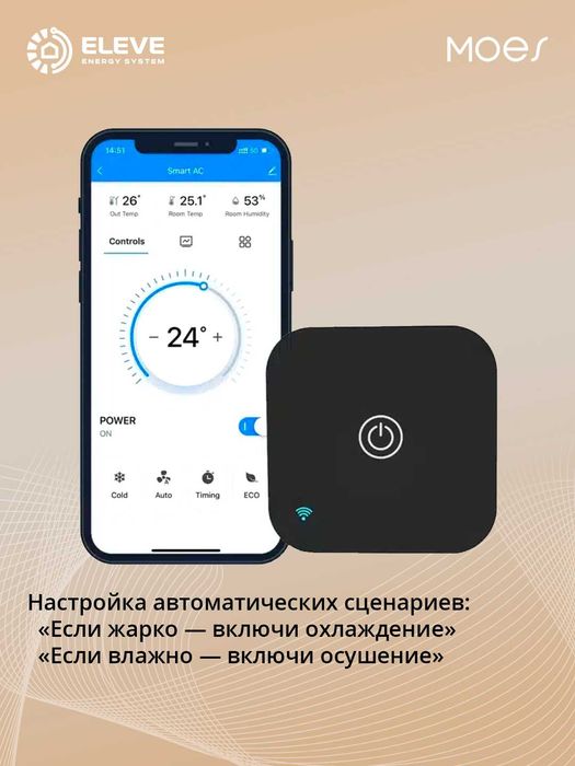 Умный ИК-пульт датчиком климата Moes Wi-Fi | WR-FL-S06-MS