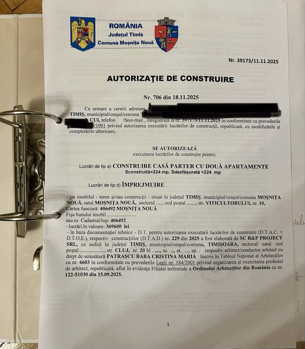 Parcele teren intravilan constructii Mosnita Noua toate utilitatile