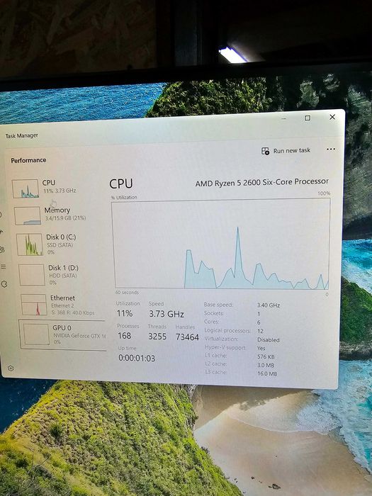 Sistem gaming light Ryzen 2600, 16gb, SSD, HDD gtx 1660 6gb !