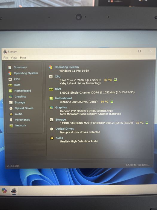 Laptop Lenovo L470 ; i5 7200U ; 8 GB RAM ; SSD 128 GB