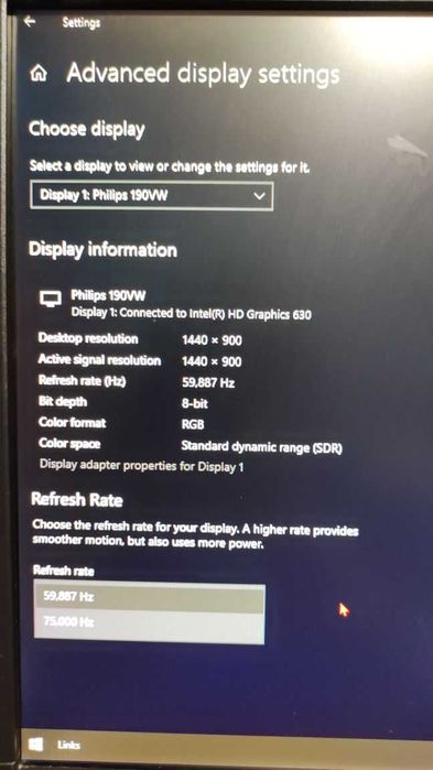 Монитор Philips 190VW9 19"/48,1 см + VGA и захранващ кабел