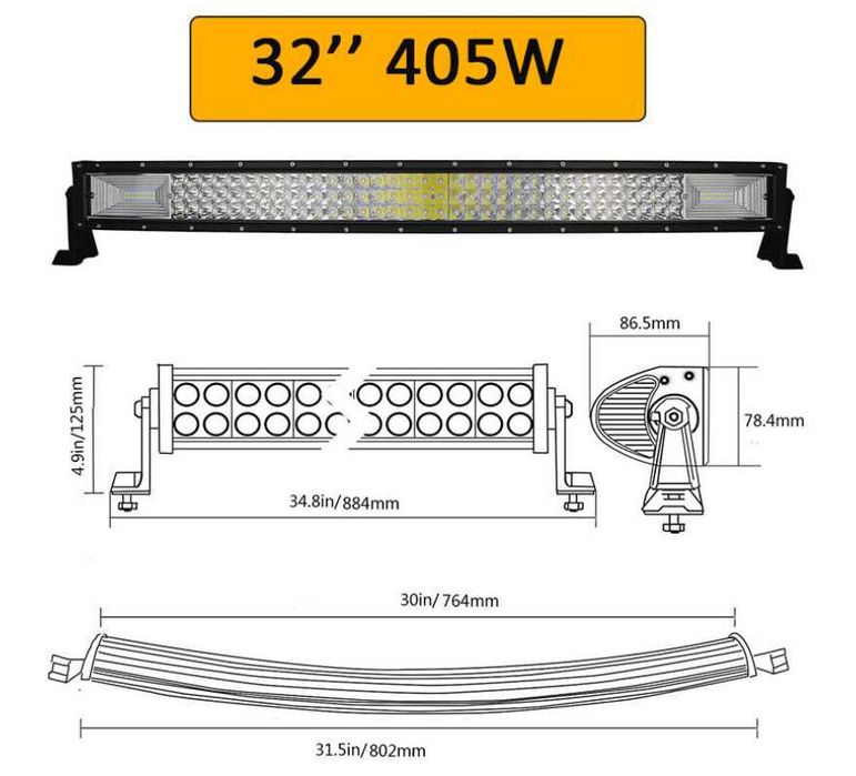 7D 7Д Диоден лед бар ИЗВИТ/ LED BAR 80 СМ 405W