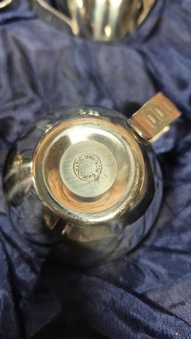 Винтидж комплект за кафе и чай от неръждаема стомана - чаши и каничка