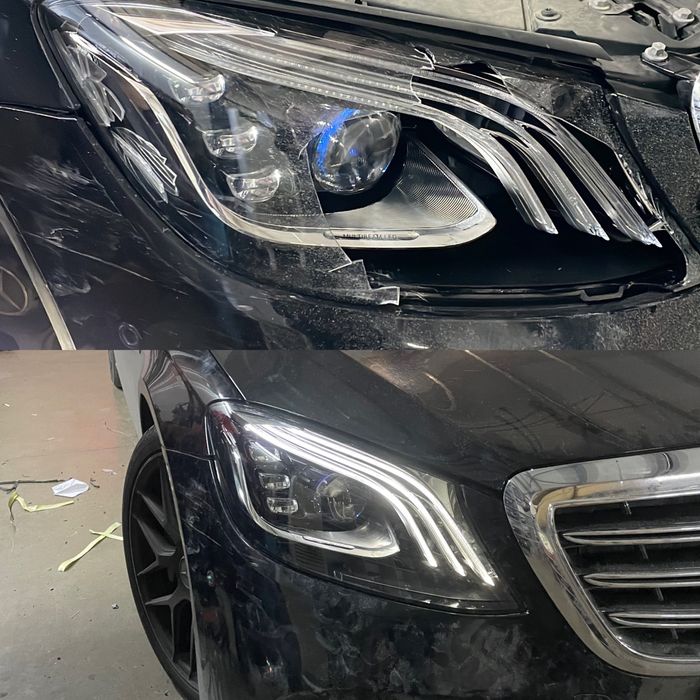 Mercedes W222 S class Ремонт фар рециклиране капаци стъкла