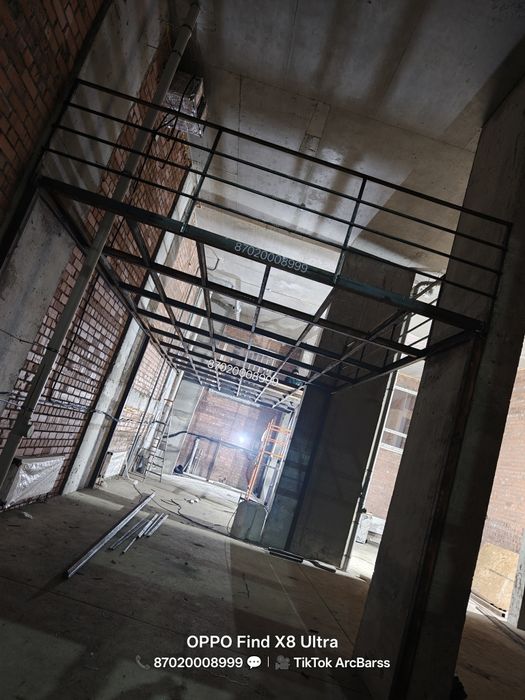 Антресольный этаж, мезонин, металокаркас, конструкция, лестница, перил