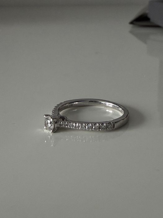 Inel logodna aur alb 18K cu diamante naturale TEILOR, acte complete