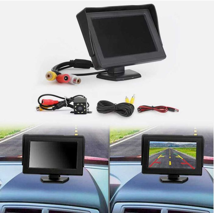 Комплект 4.3 инча монитор с камера за задно виждане с нощен режим.