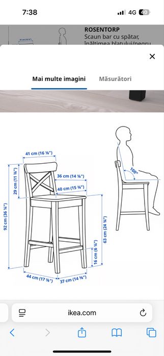Set 4 scaune IKEA negru din Lemn