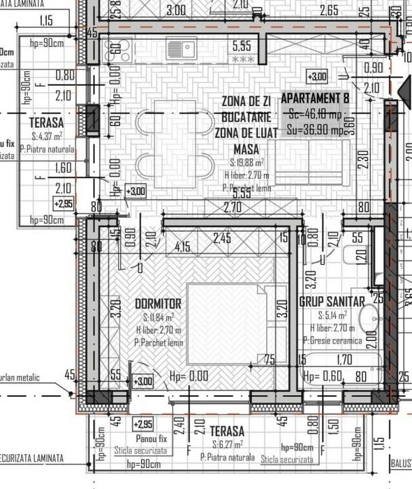 Apartamente  2 camere semifinisate ,