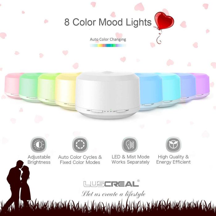 Арома дифузер/ овлажнител с ЛЕД светлина 450 мл от LUSCREAL