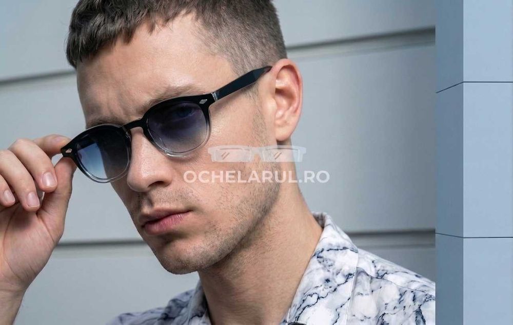 Ochelari de soare Moscot Lemtosh Style - Rama Neagra Lentile albastre