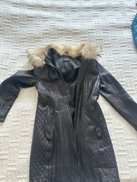 Кожаное пальто утепленное