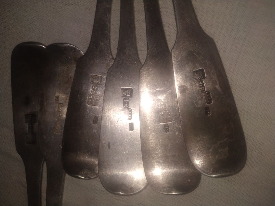 Серебряные столовые ложки. 84 проба. 1852 год.