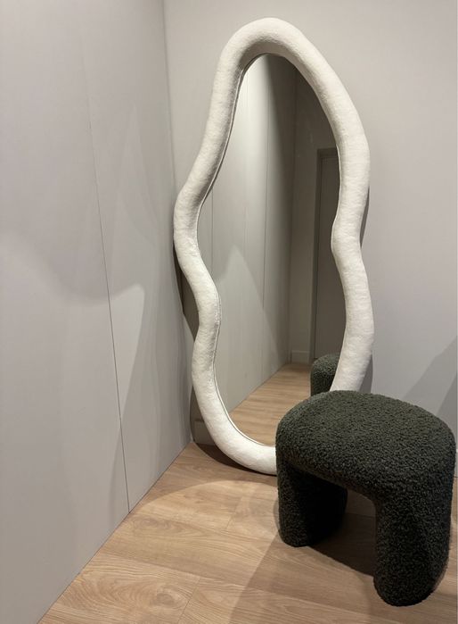 Oglinda decorativa/Oglinda mare handmade LED stil wabisabi – unicat