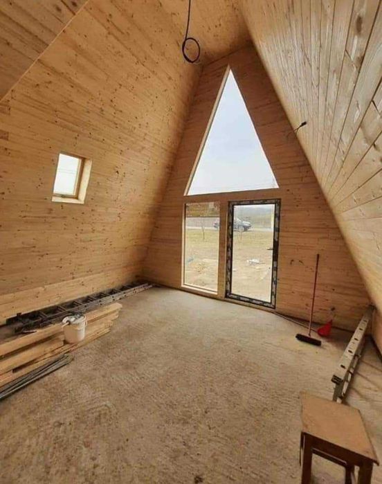 Cabana stil A-Frame, Case, Foisoare si Terase din structura de lemn la comanda
