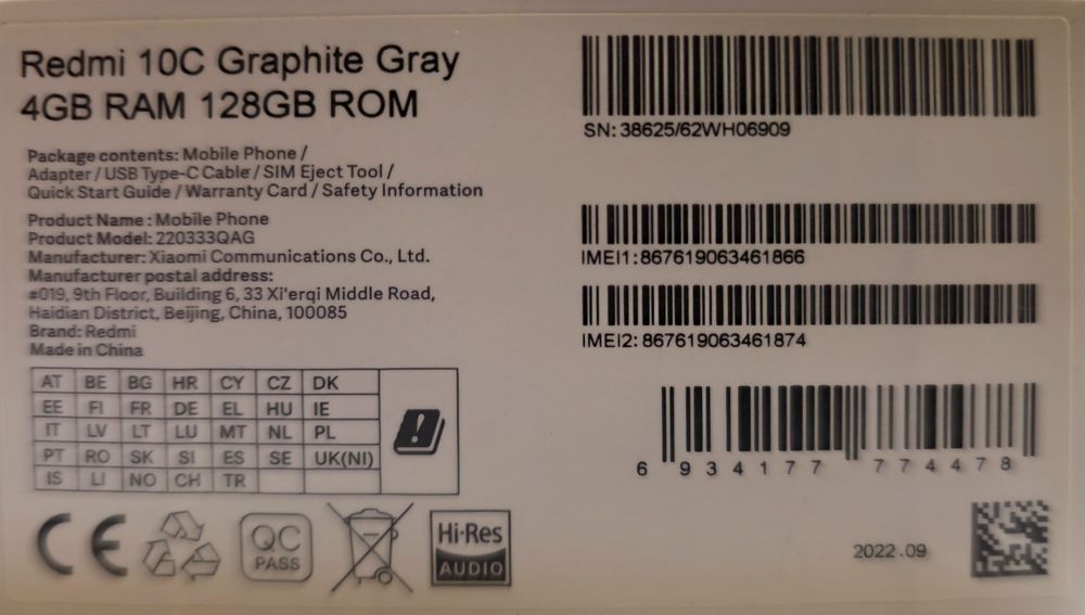 Продам смартфон Xiaomi Redmi 10C