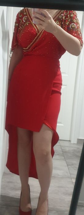 Rochie rosie margele cusute virgos lounge m 38