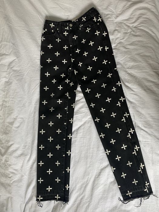 Джинсы с принтом прямого кроя