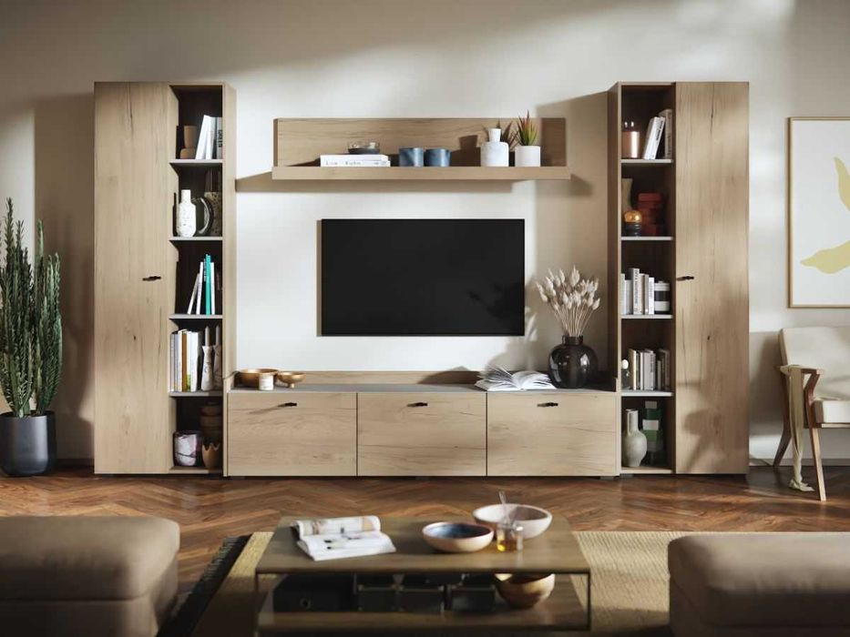 Living Silensia C5 – Mobila sufragerie aspect lemn / bej