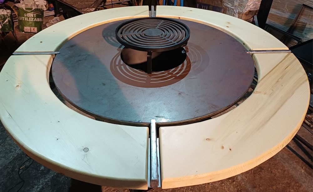 Gratar plită   de  85 cm sau  100 cm, grosime  10 cm cu blat  lemn.