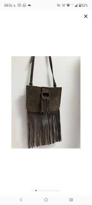 Естествен велур чанта на Massimo dutti