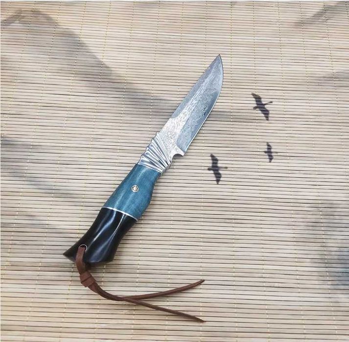 Cutit asiatic tactic Samoa, otel Damasc, teaca piele bovina