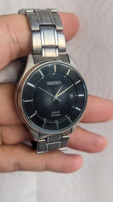 Ceas Seiko solar titan V157-0BX0 cadran negru sunburst, hacking