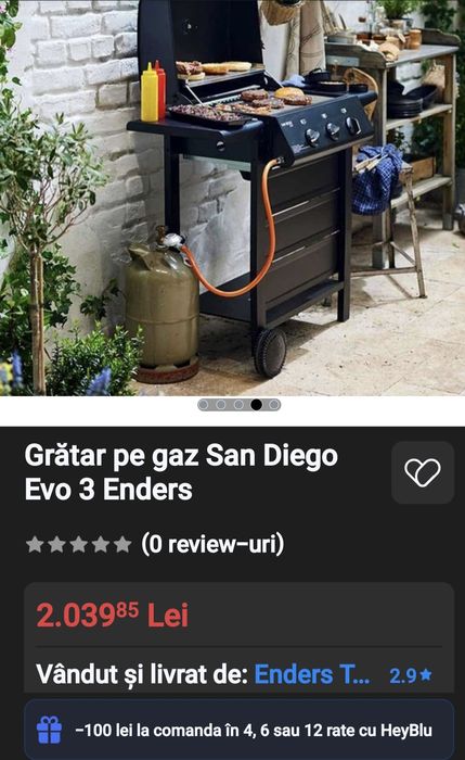 Grătar pe gaz San Diego Evo 3 Enders