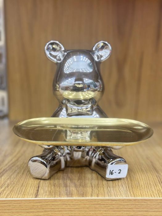 Статуэтка интерьерная копилка медведь с подносом