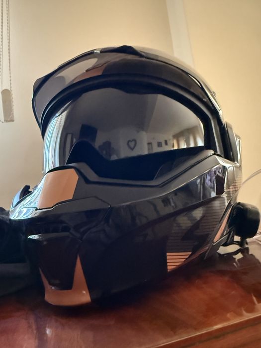 Cască moto modulară Flip Up Scorpion EXO-TECH EVO TRAVELER negru-cupru