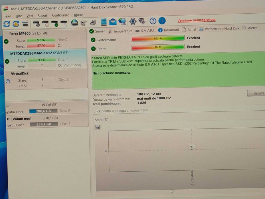 SSD 256 GB Micron