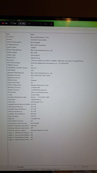 PC Gaming, Calculator GPU RTX Asus 4080, i9 13900kf, 64GB G.Skill, Main pcb MSI  Z690