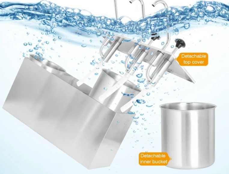 Dispenser Dozator Sosuri Dublu Inox – 2 x 3 Litri