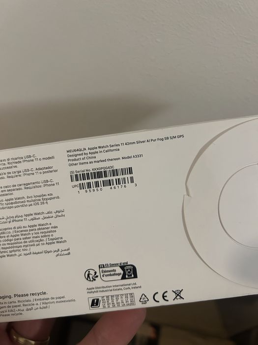 Apple Watch 11 GPS, Carcasa Silver Aluminium 42mm, Purple Fog, Sigilat