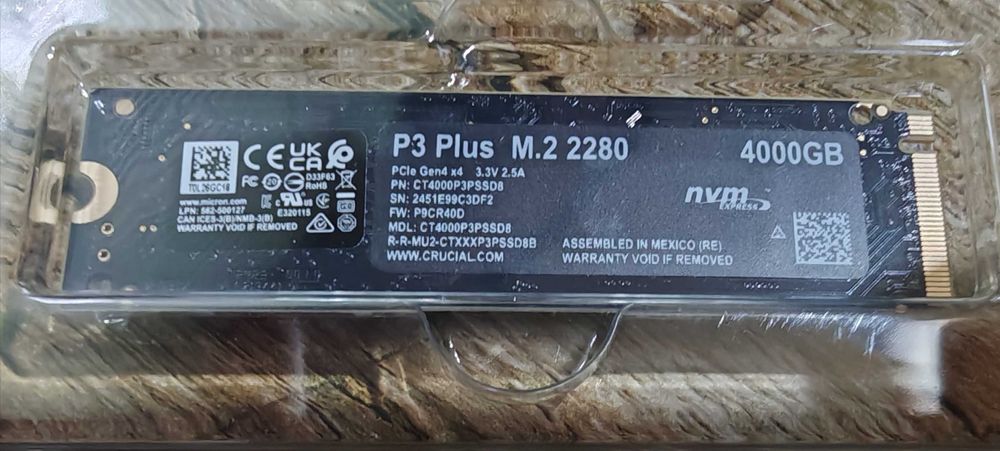 4TB SSD NVMe Crucial P3 Plus 3D NAND 4000GB M.2 2280 PCIe 4.0 disk CT4000P3PSSD8 чисто нов диск Gen 1.4 за лаптоп или настолен laptop pc computer