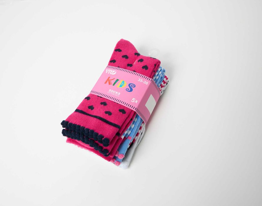 Комплект от 5 чифта комфортни и цветни памучни детски чорапи"