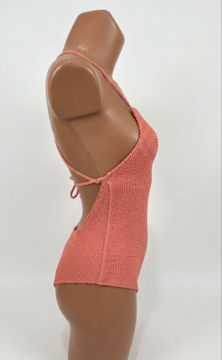 Costum de Baie Întreg Calzedonia Portocaliu – Textură Seersucker – Nou XS