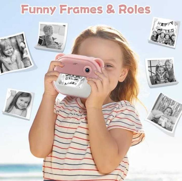 Детски розов фотоапарат камера с незабавен печат /принтер функции
