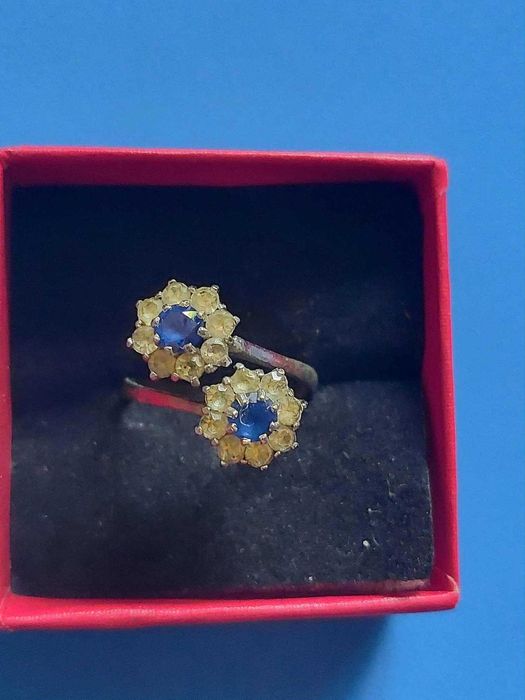 Inel argint vintage cu safire si zirconii