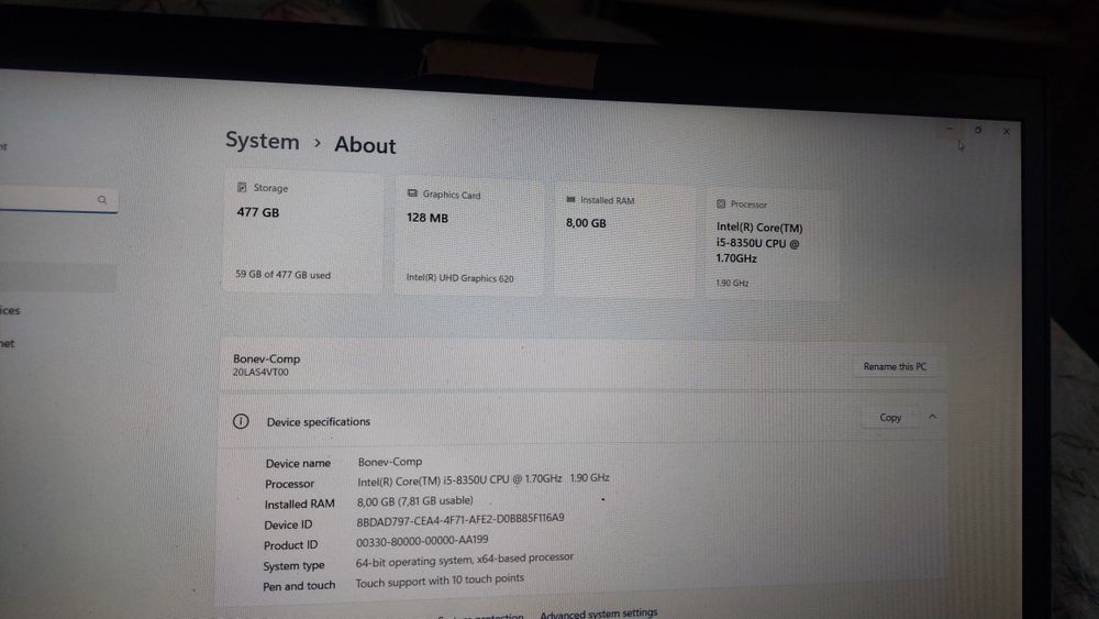 Лаптоп Lenovo ThinkPad T580