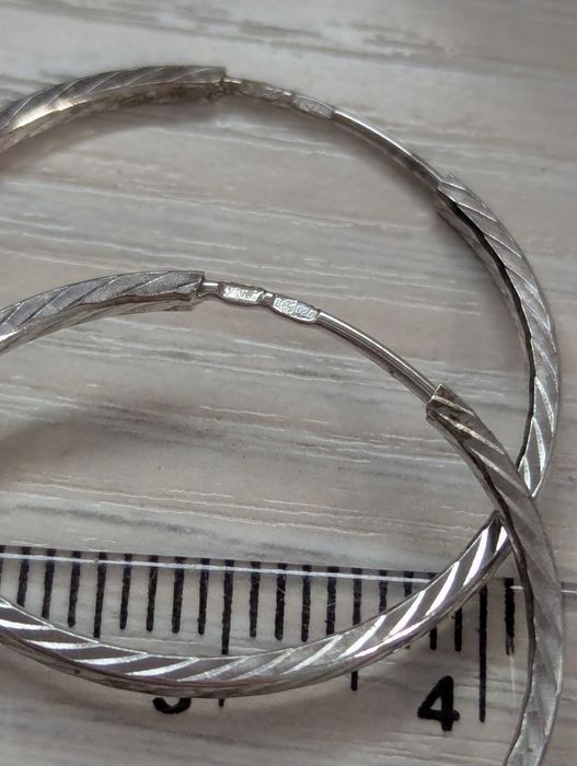 серьги конго кольца серебро 925